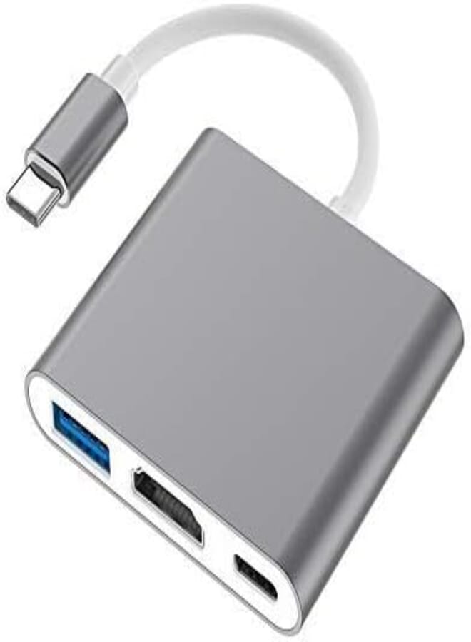 usb-c to hdmi adapter,usb 3.1 type c to hdmi 4k multiport av converter with usb 3.0 port and usb c charging port (grey), 991